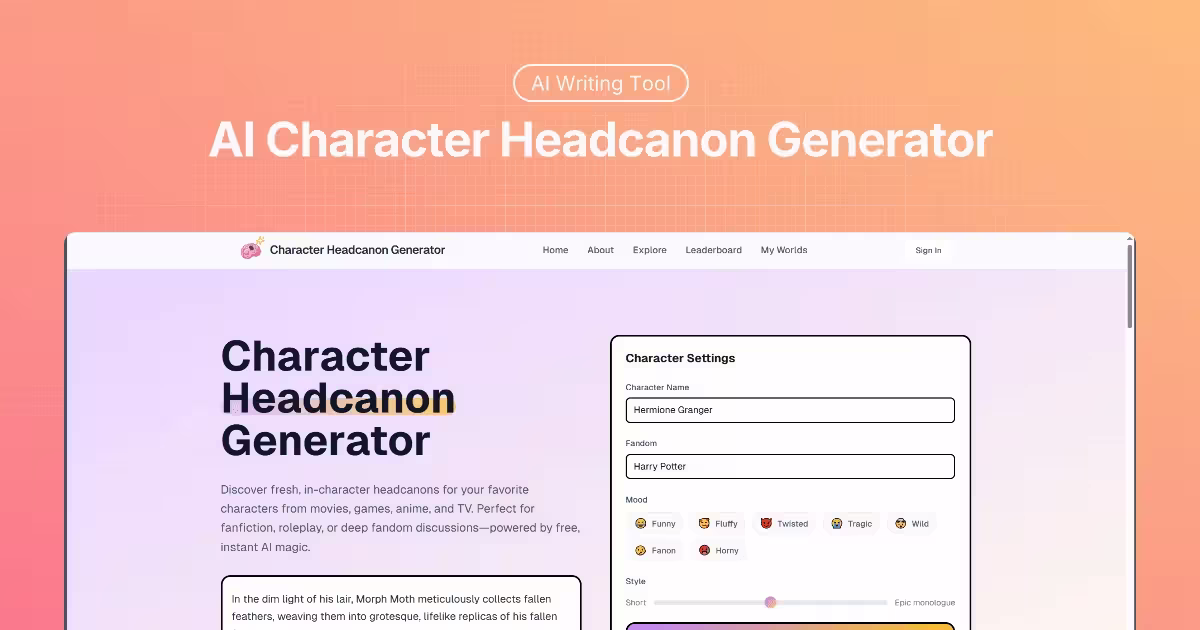 Character Headcanon Generator